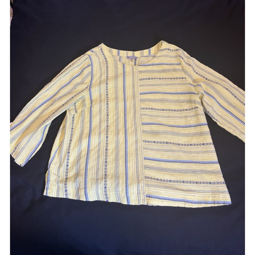 Habitat Clothing Lime Green Cotton Tunic Top~L~3/4 Sleeve Button Back Lagenlook - Picture 10 of 15